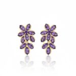 アメジスト フラワードロップピアス